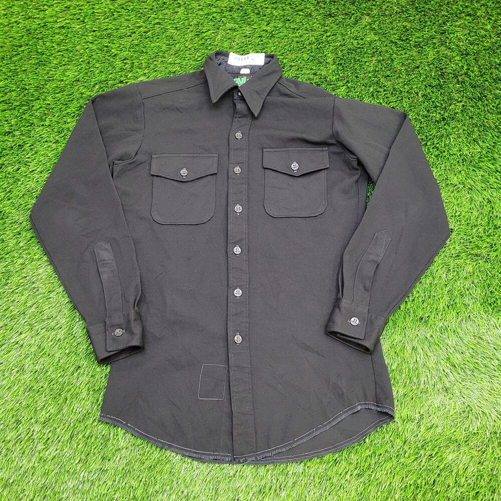 Vintage 70s Davis Western Button Shirt Medium 19x30 Black